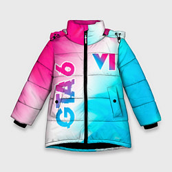 Зимняя куртка для девочки GTA 6 neon gradient style вертикально