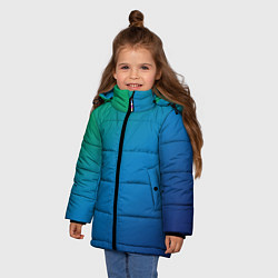 Куртка зимняя для девочки Зеленый и синий диагональный градиент, цвет: 3D-светло-серый — фото 2