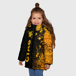 Куртка зимняя для девочки GTA6 - gold gradient по-вертикали, цвет: 3D-черный — фото 2