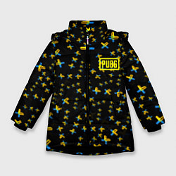 Куртка зимняя для девочки PUBG sticker games, цвет: 3D-черный