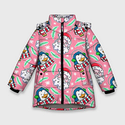 Куртка зимняя для девочки Персонажи новогодние, цвет: 3D-светло-серый