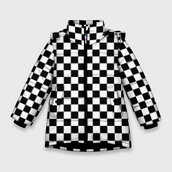 Куртка зимняя для девочки Шахматное поле чёрно-белый, цвет: 3D-черный