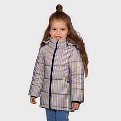 Куртка зимняя для девочки Тонкие полосы бледные цвета, цвет: 3D-светло-серый — фото 2