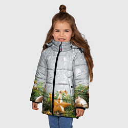 Куртка зимняя для девочки Новогодняя ель, цвет: 3D-красный — фото 2