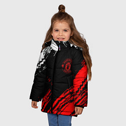 Куртка зимняя для девочки ФК Манчестер Юнайтед спортивные краски, цвет: 3D-красный — фото 2