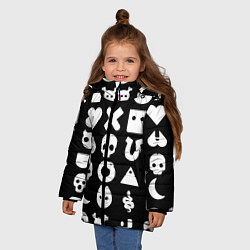 Куртка зимняя для девочки Любовь смерть и роботы паттерн, цвет: 3D-светло-серый — фото 2