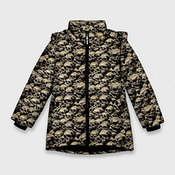 Куртка зимняя для девочки Грязные черепа, цвет: 3D-черный