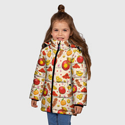 Куртка зимняя для девочки Символы богатства в паттерне, цвет: 3D-красный — фото 2