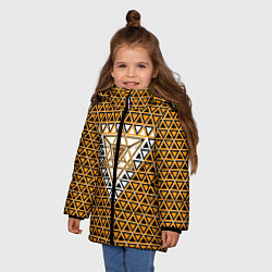 Куртка зимняя для девочки Жёлтые и чёрные треугольники, цвет: 3D-светло-серый — фото 2