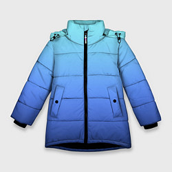Куртка зимняя для девочки Голубой и черно-синий градиент, цвет: 3D-черный