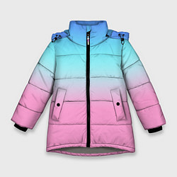Куртка зимняя для девочки Синий и голубо-розовый градиент, цвет: 3D-светло-серый