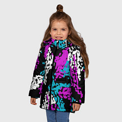 Куртка зимняя для девочки Пиксельные узоры камуфляжа, цвет: 3D-черный — фото 2