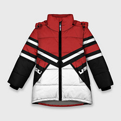 Куртка зимняя для девочки Советский спорт с полосами, цвет: 3D-светло-серый