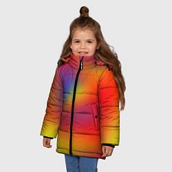 Куртка зимняя для девочки Цвета радуги радужный фон, цвет: 3D-черный — фото 2
