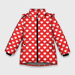 Куртка зимняя для девочки Сердечный фон, цвет: 3D-светло-серый