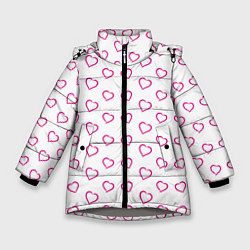 Куртка зимняя для девочки Паттерн сердце, цвет: 3D-светло-серый
