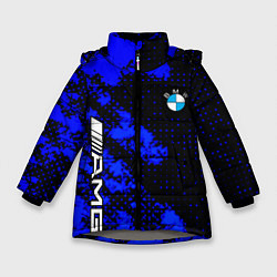 Куртка зимняя для девочки BMW sport amg colors blue, цвет: 3D-светло-серый