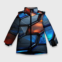 Куртка зимняя для девочки Прозрачные абстрактные плиты, цвет: 3D-черный