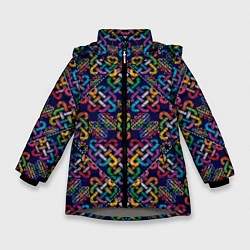 Куртка зимняя для девочки Вышитый узор, цвет: 3D-светло-серый