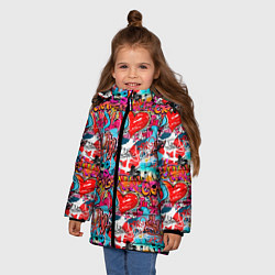 Куртка зимняя для девочки Hip Hop Graffiti, цвет: 3D-черный — фото 2