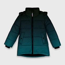 Куртка зимняя для девочки Чёрно голубой бирюзовый градиент, цвет: 3D-черный