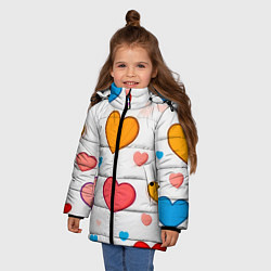 Куртка зимняя для девочки Сердца сердечки, цвет: 3D-светло-серый — фото 2