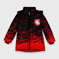 Зимняя куртка для девочки Герб Белоруссии краски красные
