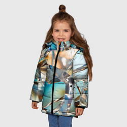 Куртка зимняя для девочки Грани стеклянного камня, цвет: 3D-черный — фото 2