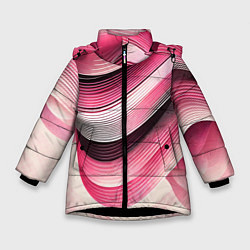 Куртка зимняя для девочки Волны - текстура, цвет: 3D-черный