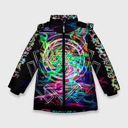 Куртка зимняя для девочки Шри янтра, цвет: 3D-черный