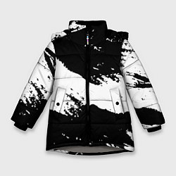 Куртка зимняя для девочки Чёрнобелые краски, цвет: 3D-светло-серый