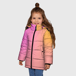 Куртка зимняя для девочки Розово-желтый градиент, цвет: 3D-черный — фото 2