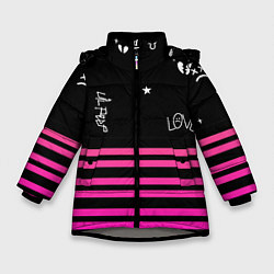Куртка зимняя для девочки Lil Peep розовые полосы, цвет: 3D-светло-серый