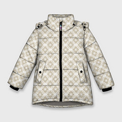 Куртка зимняя для девочки Паттерн узоры светлый бежевый, цвет: 3D-светло-серый