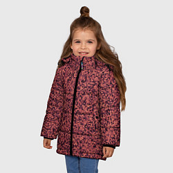 Куртка зимняя для девочки Паттерн мелкая мозаика тёмно-розовый, цвет: 3D-черный — фото 2