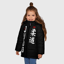 Куртка зимняя для девочки Борьба дзюдо с иероглифом, цвет: 3D-черный — фото 2