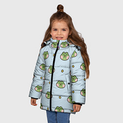 Куртка зимняя для девочки Паттерн с лягушками, цвет: 3D-светло-серый — фото 2