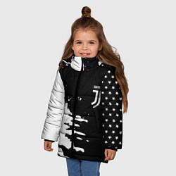 Куртка зимняя для девочки Ювентус спорт краски текстура, цвет: 3D-черный — фото 2