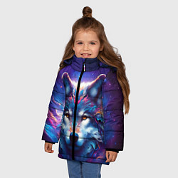 Куртка зимняя для девочки Волк и звезды, цвет: 3D-светло-серый — фото 2