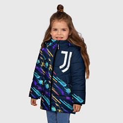 Куртка зимняя для девочки Juventus градиентные мячи, цвет: 3D-черный — фото 2