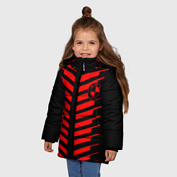 Куртка зимняя для девочки BMW geometry sport red strupes, цвет: 3D-светло-серый — фото 2