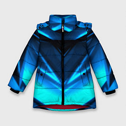 Куртка зимняя для девочки Geometry stripes неон, цвет: 3D-красный