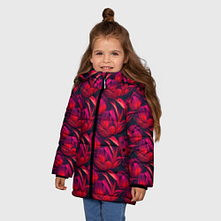 Куртка зимняя для девочки Прекрасные цветы к празднику, цвет: 3D-черный — фото 2