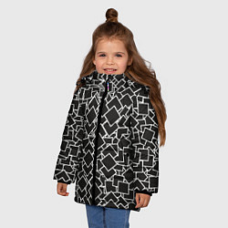 Куртка зимняя для девочки Ромб черно - белый, цвет: 3D-светло-серый — фото 2