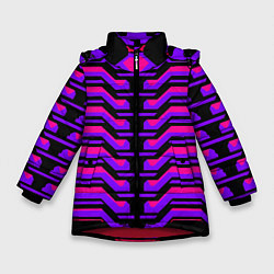 Куртка зимняя для девочки Киберпанк броня фиолетовая v1, цвет: 3D-красный