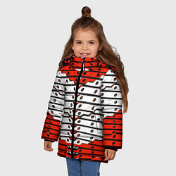Куртка зимняя для девочки Красно-белая техно броня, цвет: 3D-светло-серый — фото 2