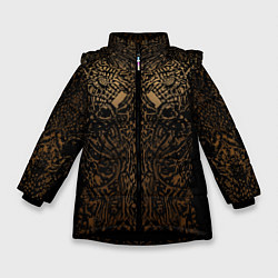 Куртка зимняя для девочки Золотой узор маори, цвет: 3D-черный