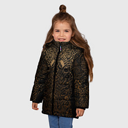 Куртка зимняя для девочки Золотой узор маори, цвет: 3D-черный — фото 2