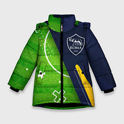 Куртка зимняя для девочки Roma football field, цвет: 3D-черный