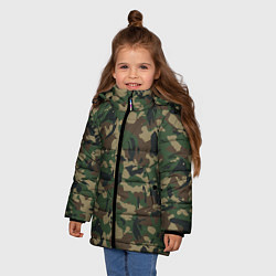 Куртка зимняя для девочки Классический лесной камуфляж, цвет: 3D-светло-серый — фото 2